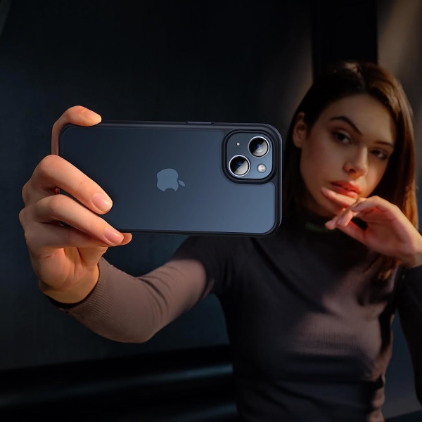 LϟK 3-i-1 för iPhone 13- case/iPhone 14- case, genomskinlig matt baksida med [2X skärmskydd], [falltestad i militärklass] Stötsäker A