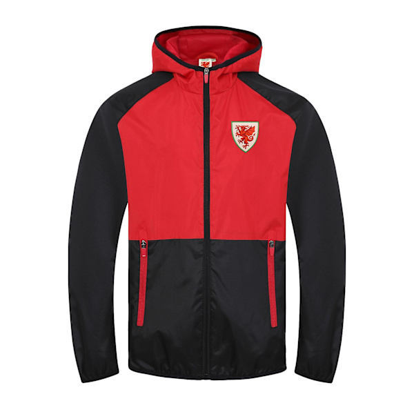 Wales Cymru Boys Jacka Dusch Vindjacka Barn FAW OFFICIELL Fotbollspresent Black Red 4-5 Years