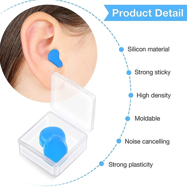 Öronproppar för att sova mjukt Återanvändbara formbara öronproppar i silikon Buller white green blue