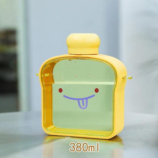 Japansk söt flicka bröd vatten kopp Super söt kan bära bärbar vattenflaska Yellow(380ml) 380ML