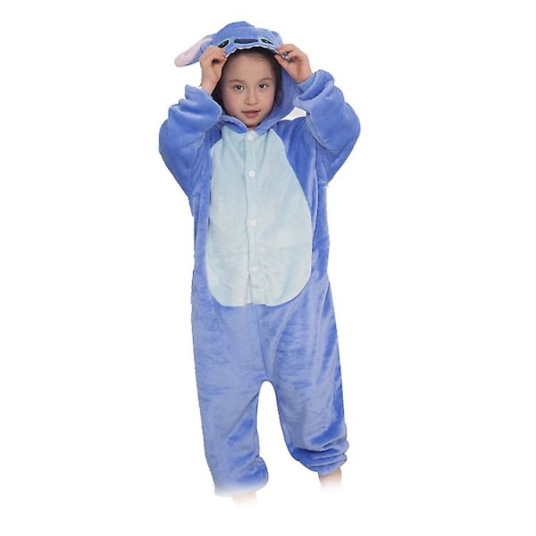 Kids Stitch Onesie Animal Pyjamas, Halloween Cosplay One Piece Sleepwear Cartoon Outfits Blue 140cm