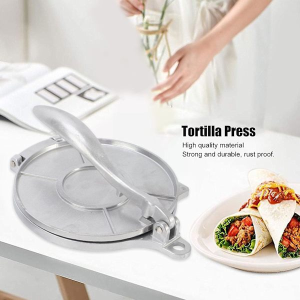 Tortillapress i Aluminiumlegering för Majstortillas, Pressverktyg för Deg, Kökstillbehör, Storlekar, Bakverktyg, Gra X4z8 Black-L
