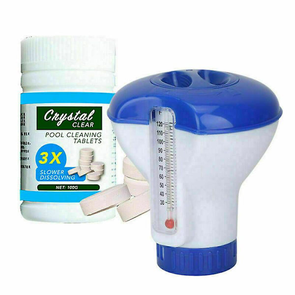 100g tabletter Poolrengöringstablet Flytande klorbadkar kemikaliedispenser Tablet and Dispenser