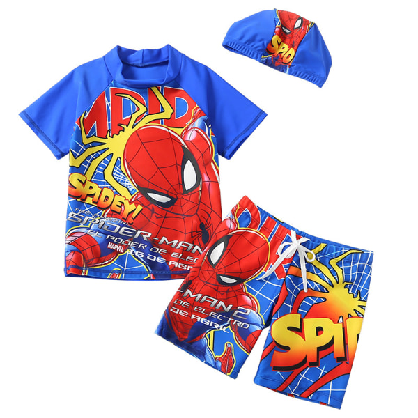 Split Royal Blue SP Spider Man - delat baddräkt för pojkar 2XL-125-140cm