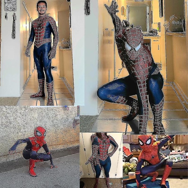 Spiderman One-piece Suit Tight Suit Halloween Barn Pojke Vuxen Kostym