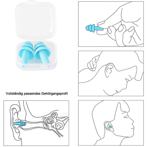 5 par simöronproppar av silikon ljudreducerande öronproppar Återanvändbara vattentäta öronproppar med case för simning och sömn null none