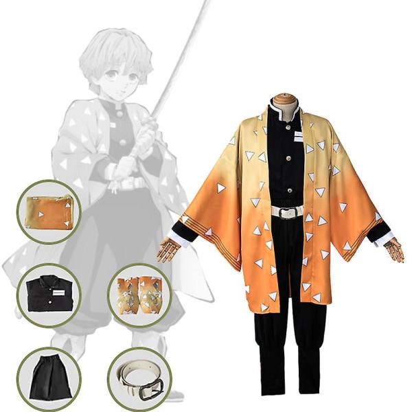 Anime Expo Tecknad karaktär Cosplay Kostym Demon Slayer Kochou Shinobu Kimetsu No Yaiba Tanjirou Nezuko Cosplay Kimono Wig V kids 140cm Agatsuma Zenitsu 1