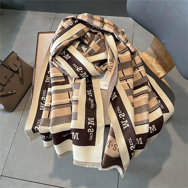 Stripe Design Print Tjock Cashmere Scarf For Dam Pashmina Sjal Wraps Bufanda Halsduk Filt Poncho Scarves 2022 WYT320 3