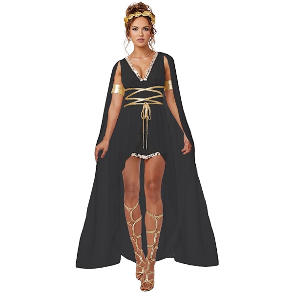 S-XL Medeltida dräkt Antik grekisk gudinna Halloween dräkt Cleopatra Athena klänning COS dräkt Black M