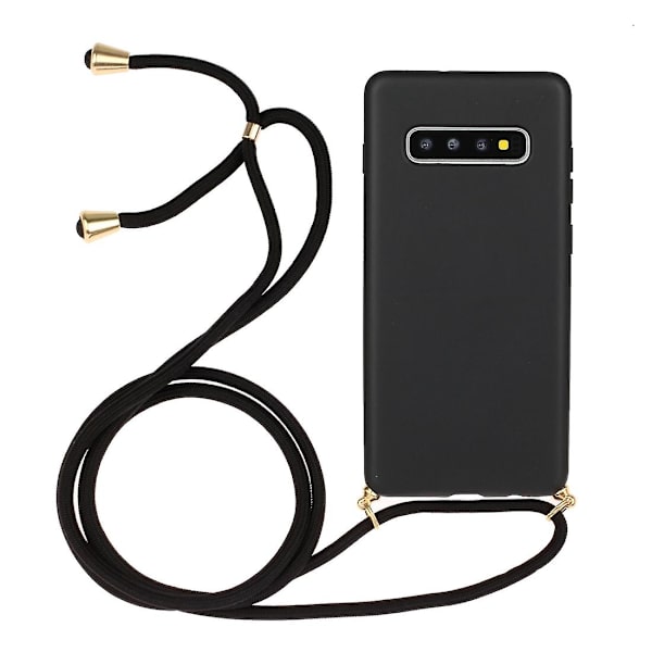 Wheat Straw Material + Tpu Case med snodd för Samsung Galaxy S10 Plus Black For Samsung Galaxy S10 Plus