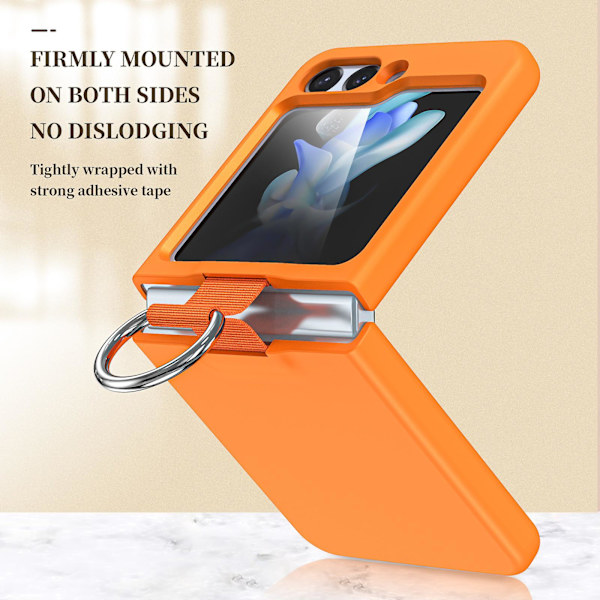 Stötsäkert smalt skyddande TPU- phone case för Samsung Galaxy Z Flip 5 med ringfingerögla Frosted white