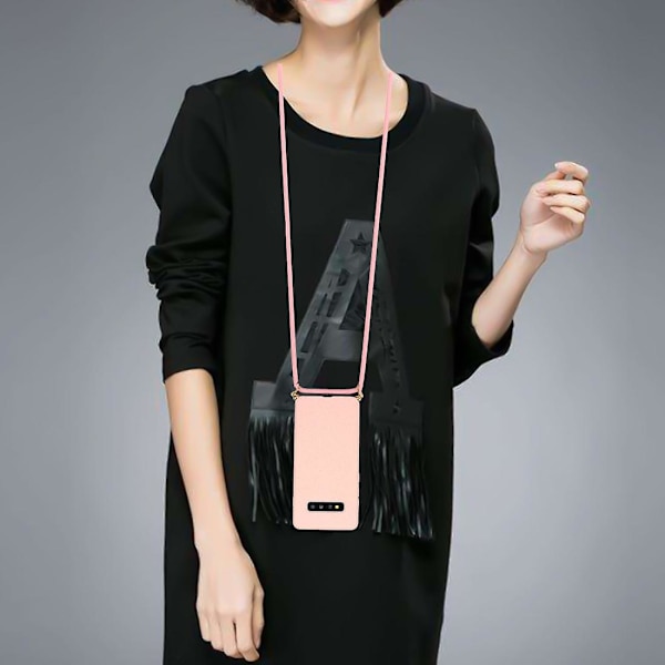 Wheat Straw Material + Tpu Case med snodd för Samsung Galaxy S10 Plus Pink For Samsung Galaxy S10 Plus