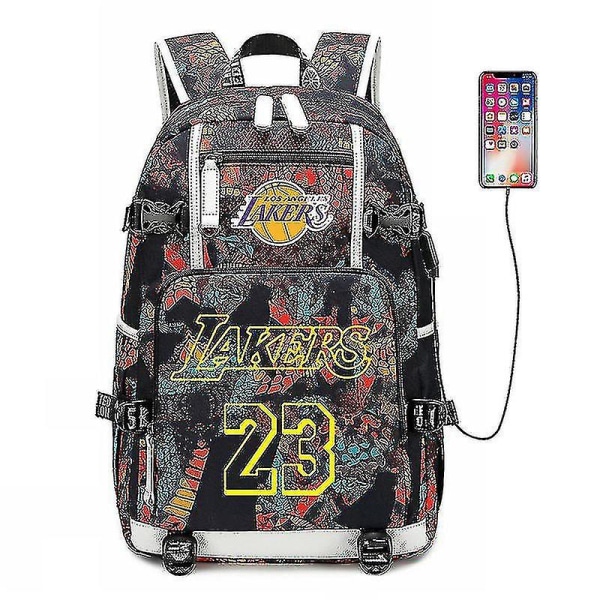 Nba Peripheral Series Star Multifunktionell USB ryggsäck Luminous Fluorescent Backpack_y Red james