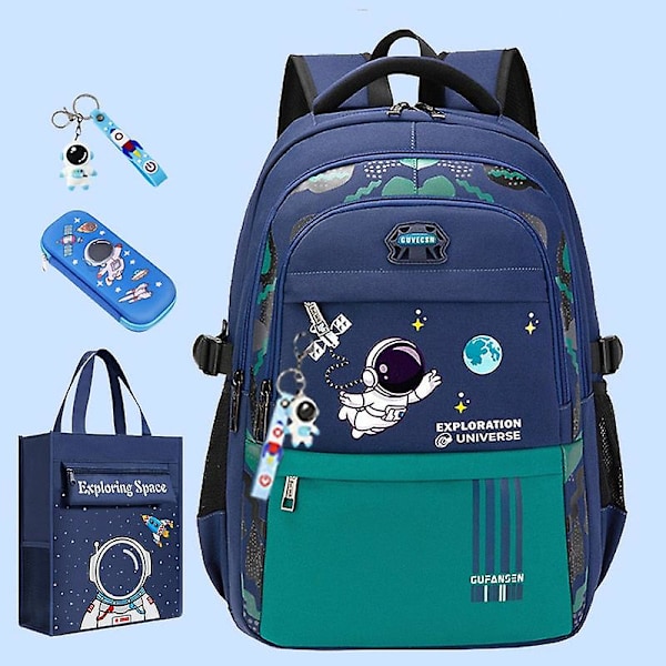 Vattentät barnryggsäck pojkar flickor grundskoleväska ortopedisk barnryggsäck med stor kapacitet mochila infantil Green set none