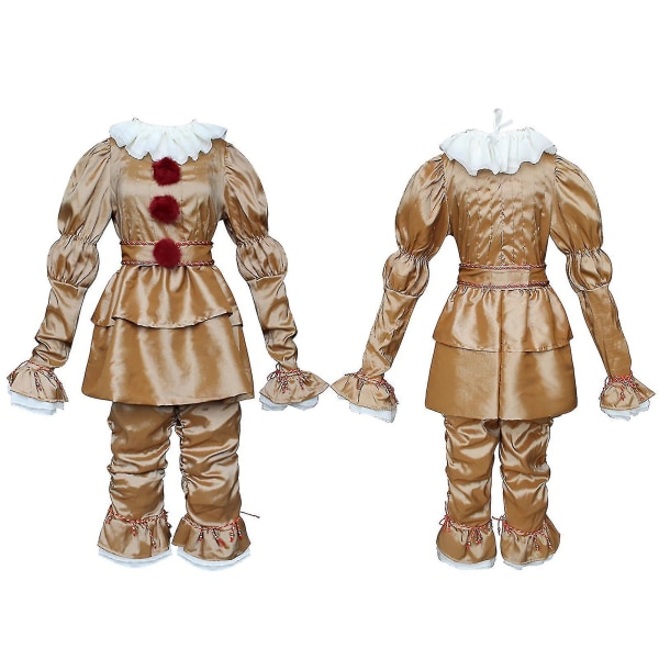 Vuxna barn Pennywise Cosplay Kostym Halloween Party Herr Clown Kostym Set.z Gold With mask Adult XXXL