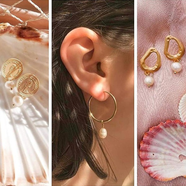 6st sötvattenspärlor Berlocker oregelbundet formade hängande pärlor Gör själv smycken Gold S