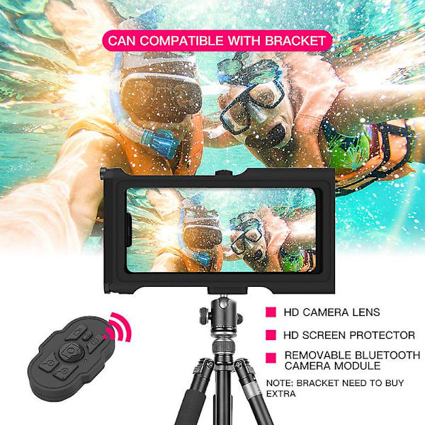 8 alternativ Dykning Phone case 15m Undervattensvattentätt cover för simning Snorkling black orange three generations
