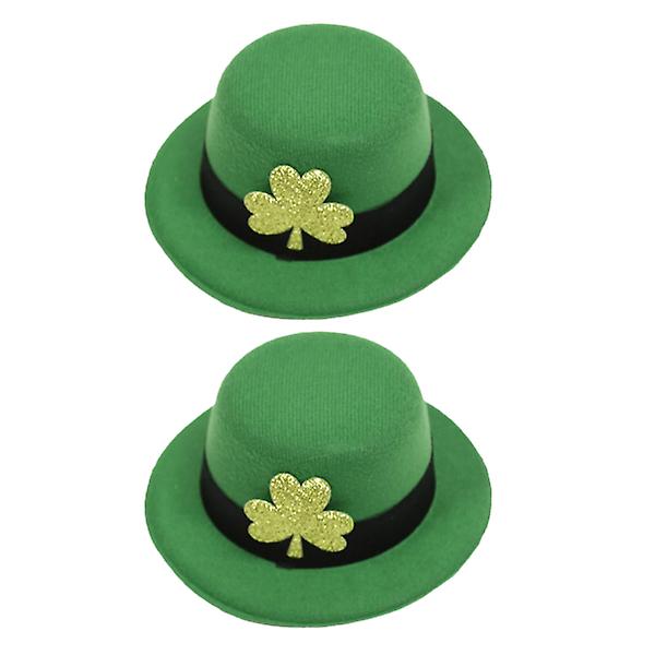 2st St. Patrick's Day Toppar Hatt Hårnålar Leprechaun Hat Festival Huvudbonad Green 13X13X5.5cm