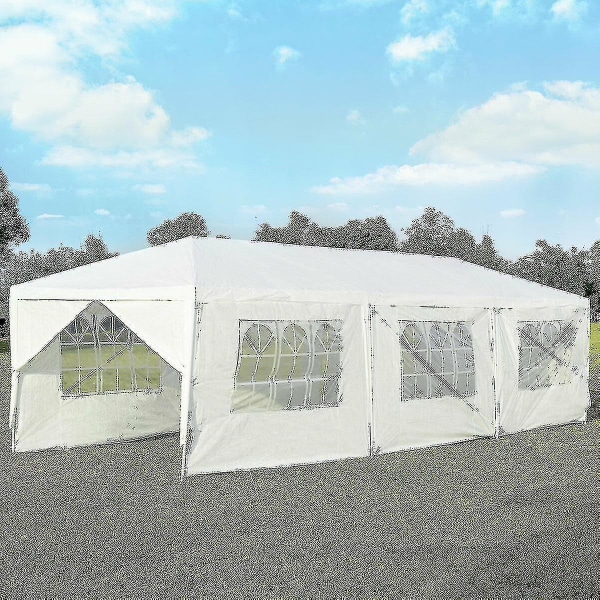 10"x30" Utomhusfest Bröllopstält Baldakin Heavy Duty Gazebo Pavilion 8 Sidewall Op3936wh null none