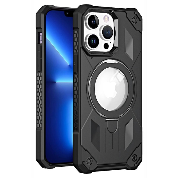 För Iphone 13 Pro Phone case Stötsäkert Kickstand Case Anti-drop Pc+tpu Mobiltelefon Magnetisk Cover Black