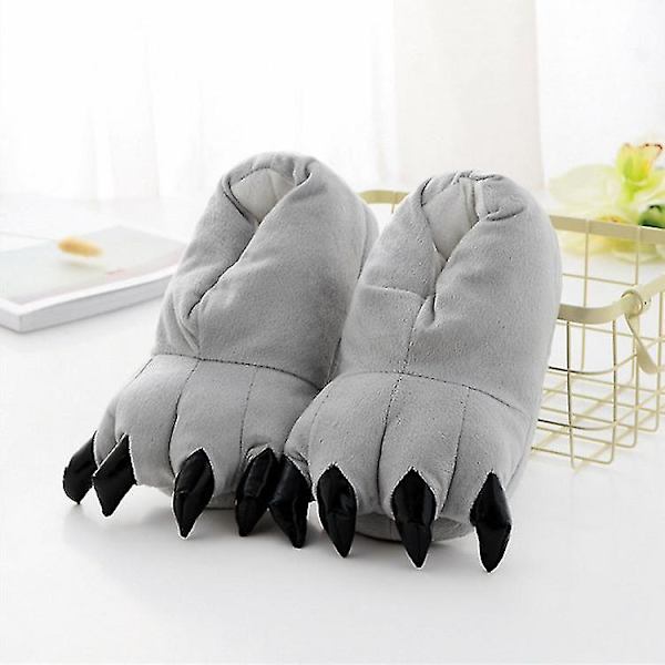 Paw Tofflor Fuzzy Stuffed Animal Claw Skor Roliga Cosplay-kostymer för tonåringar Vuxna 27-44 Gray M