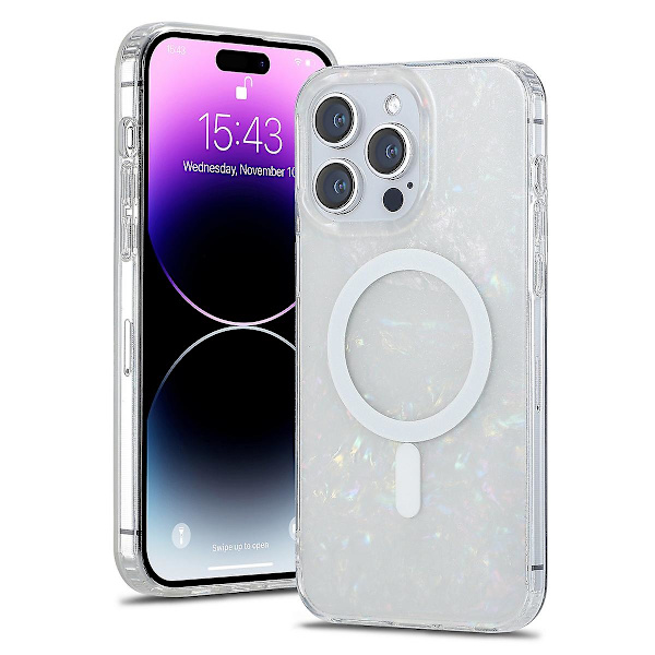 Magsafe- case kompatibelt med Iphone 15 Pro Max, skalmönster Soft Tpu Stötsäkert cover för kvinnor tjej White For iPhone 15 Pro Max