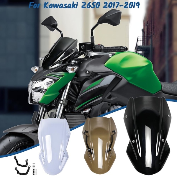 Z 650 Vindruta Visir Vindruta För Kawasaki Z650 2017 2018 2019 Motorcykel Dubbel Bubbla Vindruta Deflektor Med Fäste Smoke