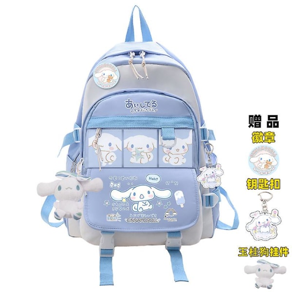 Huamade Sanrio Anime My Melody Kuromi Cinnamoroll Studentväska Ryggsäck Förälder-barn Lätta Tarp Ryggsäckar För Barn Kawaii Toys Blue