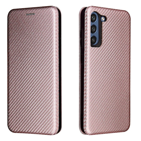 Case För Samsung Galaxy S21 Fe 5g/4g Kolfiber Case Folio Flip Skyddande magnetiskt cover Etui Coque Pink none