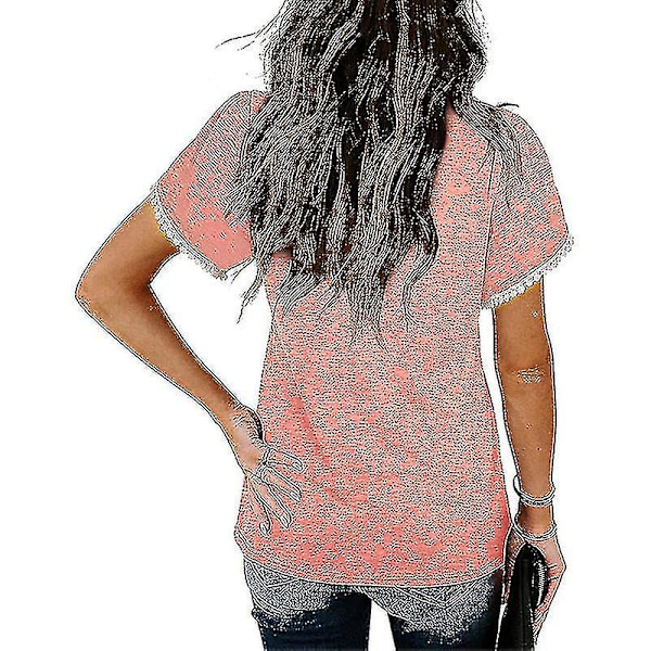 2023 kortärmad t-shirt för kvinnor Casual lös rund halsad topp Mode som andas sommarkläder Nytt pink 2XL