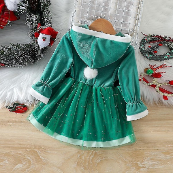 Jul Fru Jultomten Kostym Baby Barn Flickor Julfest Finklänning Cosplay Klänningar 1-6 år 3-4 Years Green