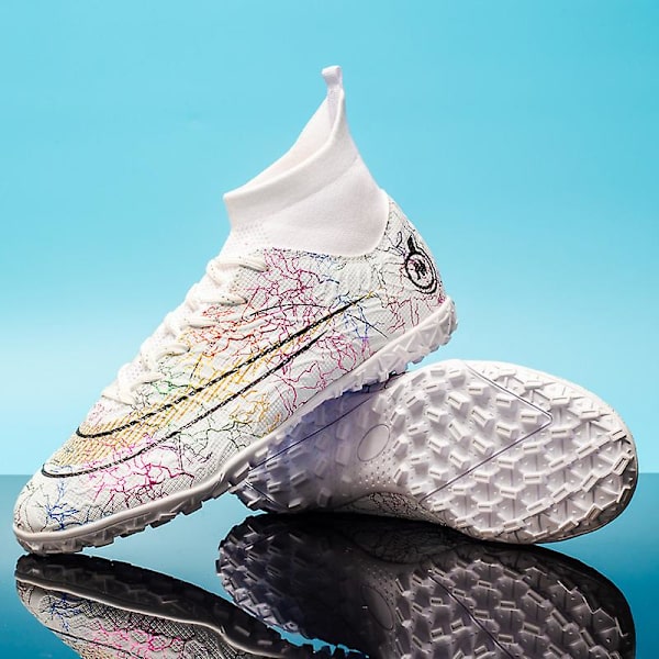 Fotbollsskor för män Halkfria fotbollsskor Klossar Gräs Fotbollssneakers Yj068 White 44