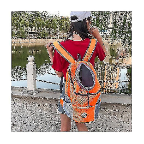 Resa Pet Dog Carrier Valp Rese Mesh Ryggsäck Främre Bärbar axelväska Orange M
