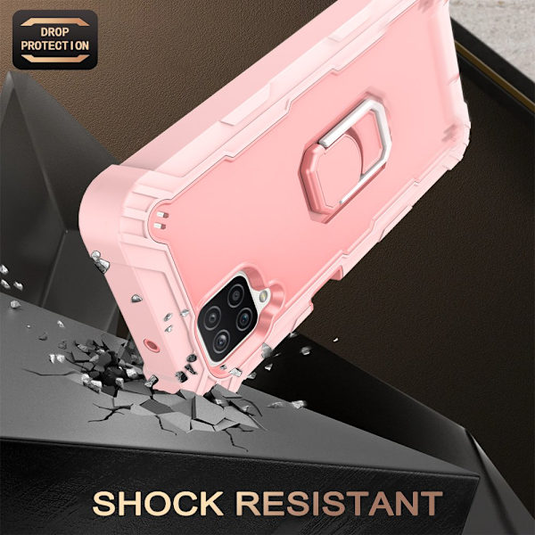 Case för Samsung A12 5G Case, Galaxy A12 Case, Allytech Slim Fit Rugged 3-lagers stötsäkert skydd Hybrid Kickstand Phone case Cover för rosegold