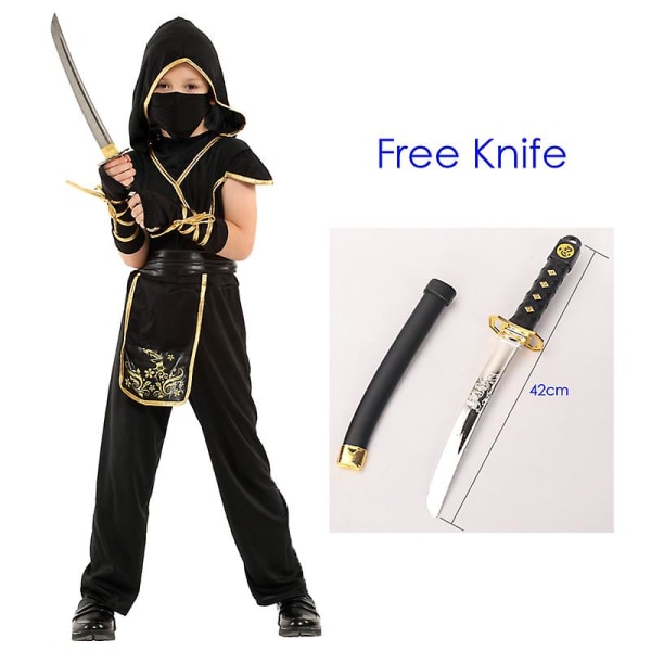 Umorden Halloween Kostymer Pojkar Drak Ninja Kostym Flickor Warrior Cosplay Karnevalsfest Fancy Dress Up För Barn Barn B-0234 (With Knife) XL(height 130-140cm)