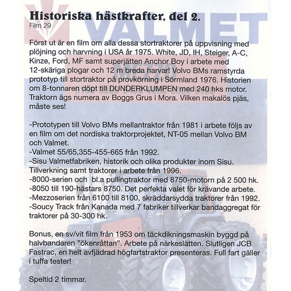 Historiska hästkrafter i 100 år Del 2 (DVD)