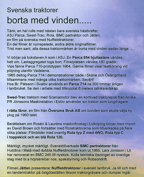 Svenska Traktorer - Borta med vinden (DVD)