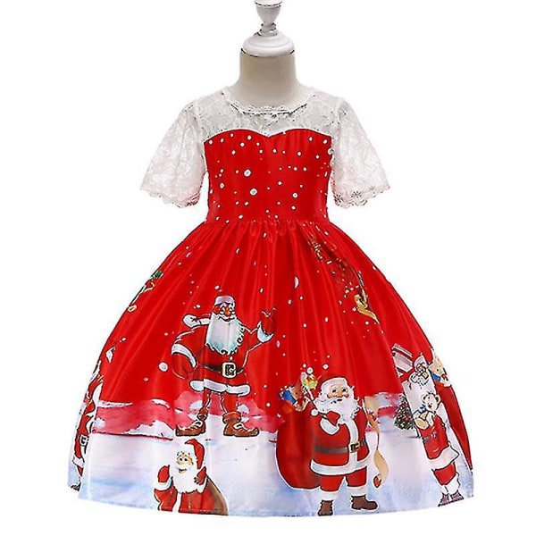 Kids Girls Swing Skirt Prom Princess Dress - varastossa Red C 8-9 Years