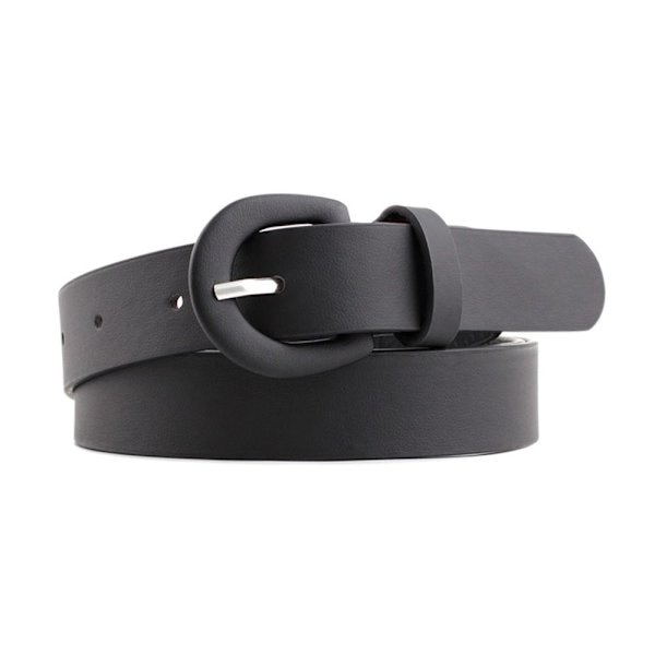 Läderbälte Hästskospänne Midjeband SVART - stock black
