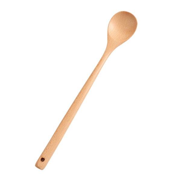 Långt handtag träsked Japansk stil naturligt trä soppskedar för matlagning Blanda omrörning köksmaterial - high quality null - B