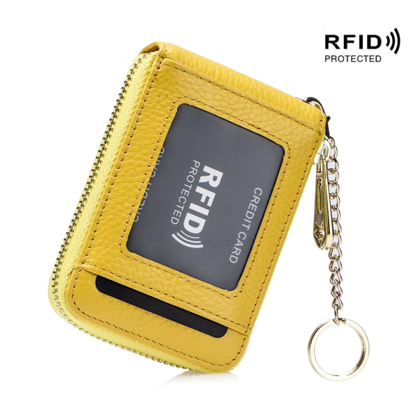 Kreditkortshållare i äkta läder RFID-blockerande case för kvinnor, kompakta plånböcker med dragkedja med ID-fönster och - on stock