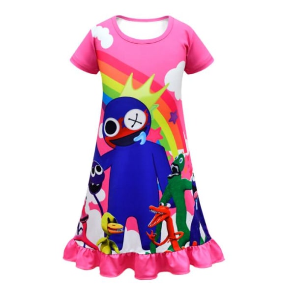 Nattlinnen Rainbow Friends Sovkläder Nattklänning Kortärmad - spot sales rose red 150cm