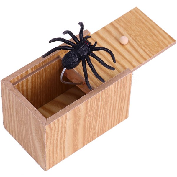 Spider Prank Box - Fake Spider & Wooden Box Gag Lahja lapsille - Stock