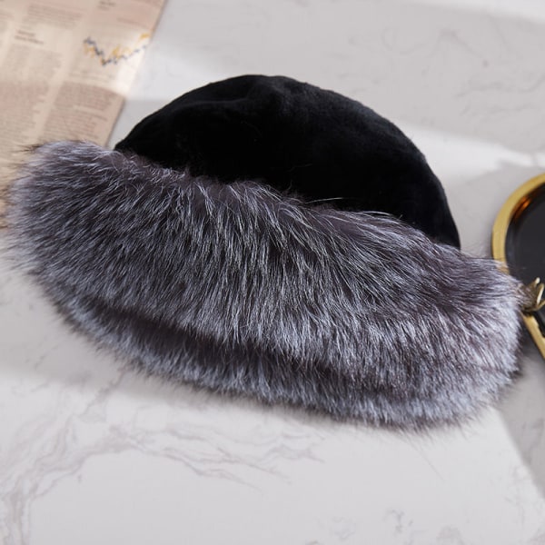 Kvinnor vinter varm hatt mjuk fluffig faux päls trimmade mössor - high quality Vin, röd