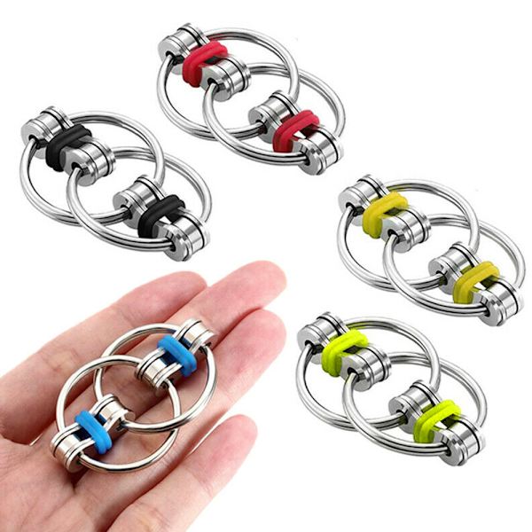 Fidget Bike Chain Ring Finger Spinner Fidget Kid Sensory Toy - stock Red