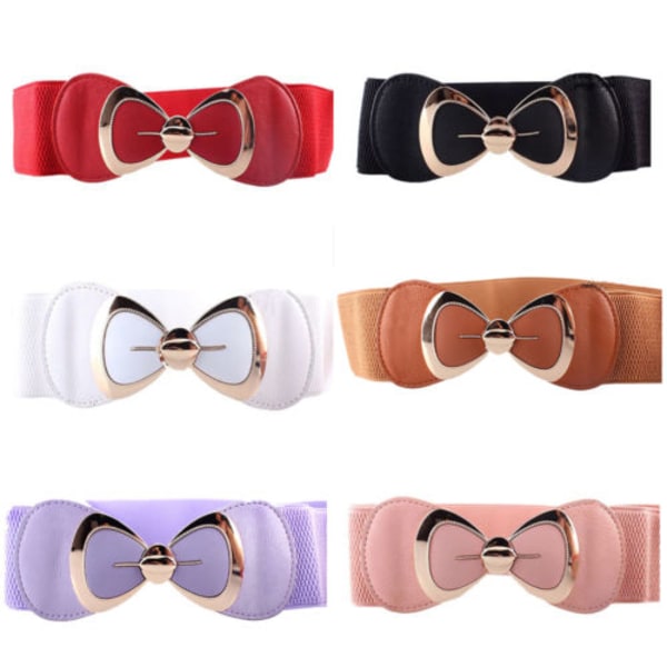 Mode kvinnor Bowknot Bow Stretch Spänne Midjeband Midjebälte - spot sales White