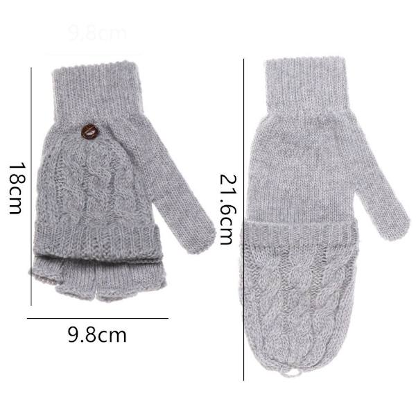Half Finger Vantar Handskar Handvärmare Flip Stickad BEIGE - on stock