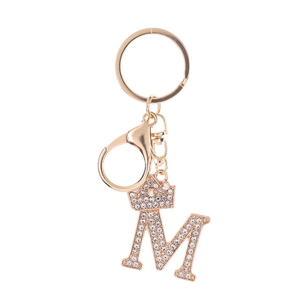 26 bokstäver Crystal Rhinestone Crown nyckelring Charm guld nyckelring - spot försäljning M