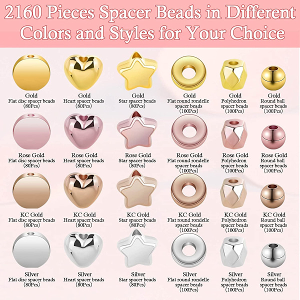 2160 bitar Gold Spacer Beads Set - spot sales