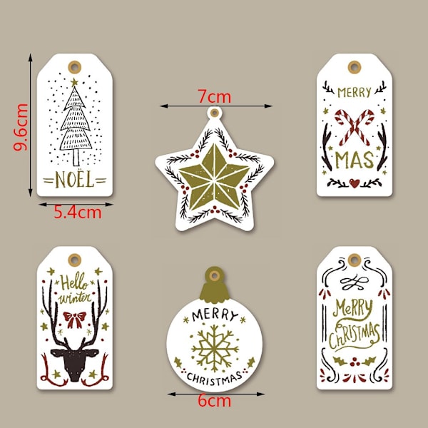 50 kpl Xmas Hanging Kraft Paper Ornaments Christmas Tree Tag J - loki